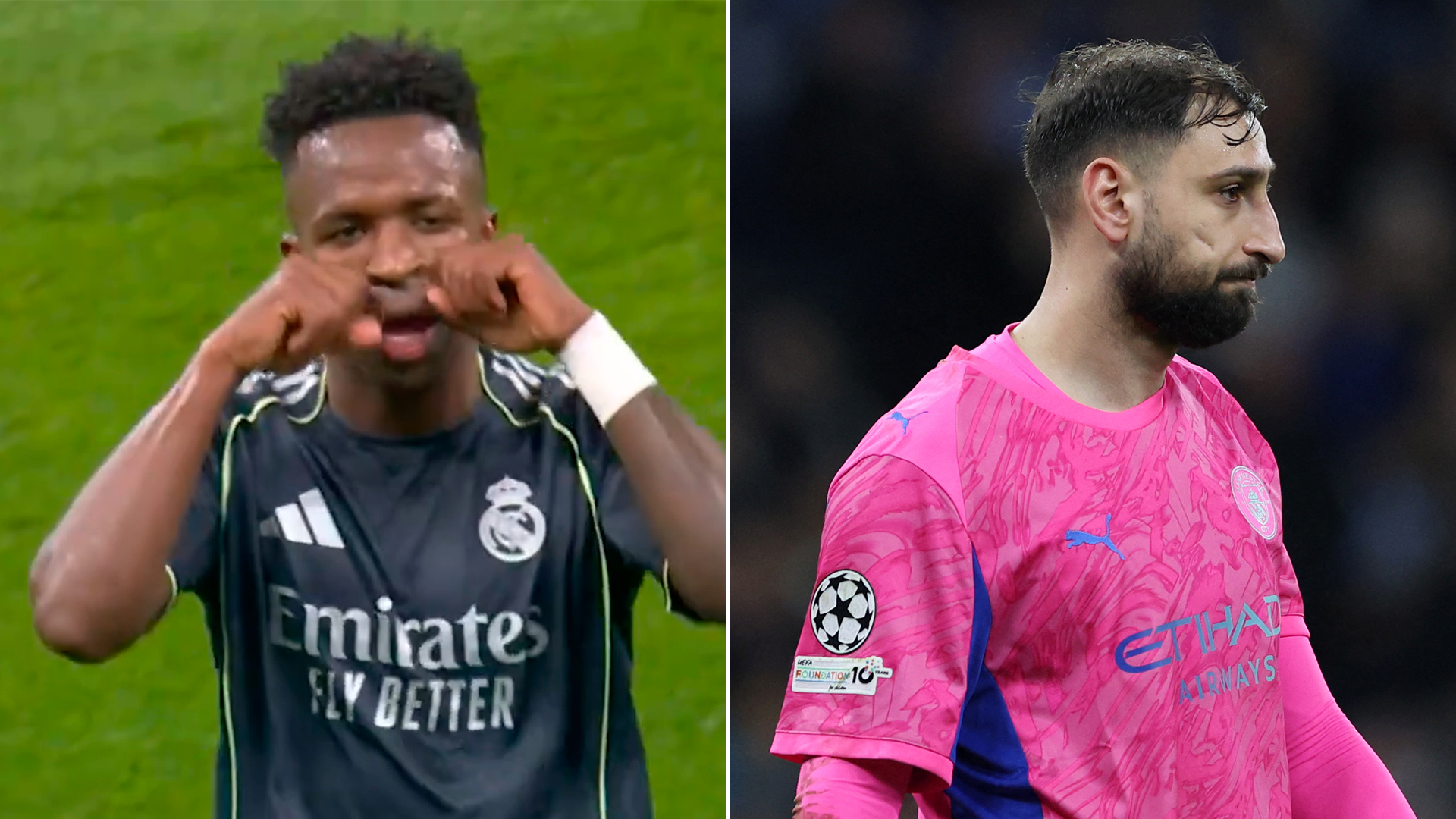 Los provocativos gestos de Vinicius J&uacute;nior que enojaron a Donnarumma en la victoria de Real Madrid por la Champions League