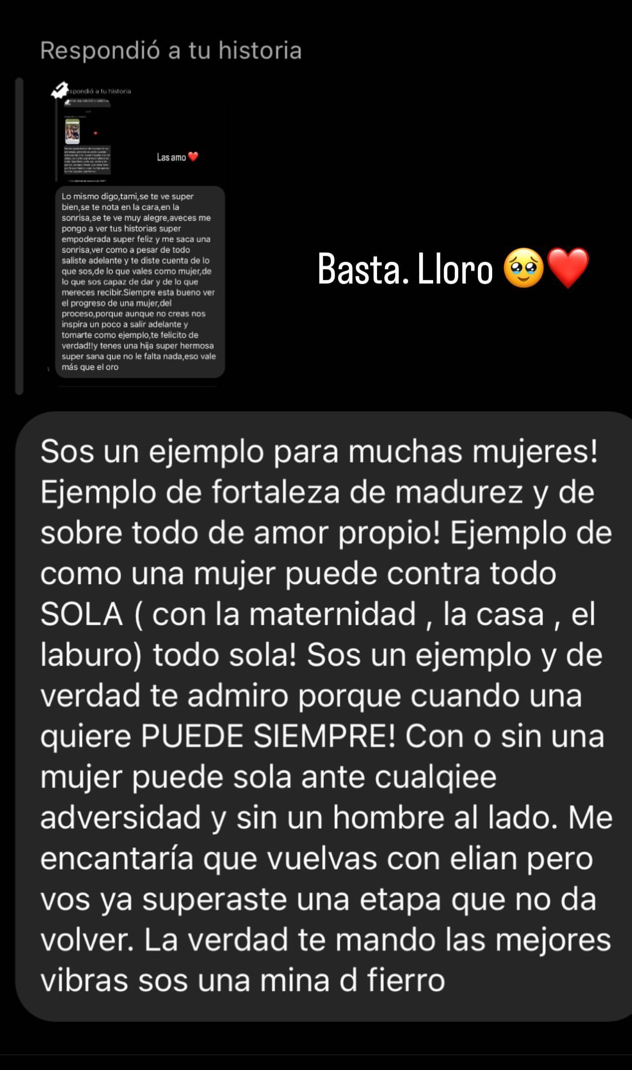 Los mensajes recibidos por Tamara Báez en Instagram