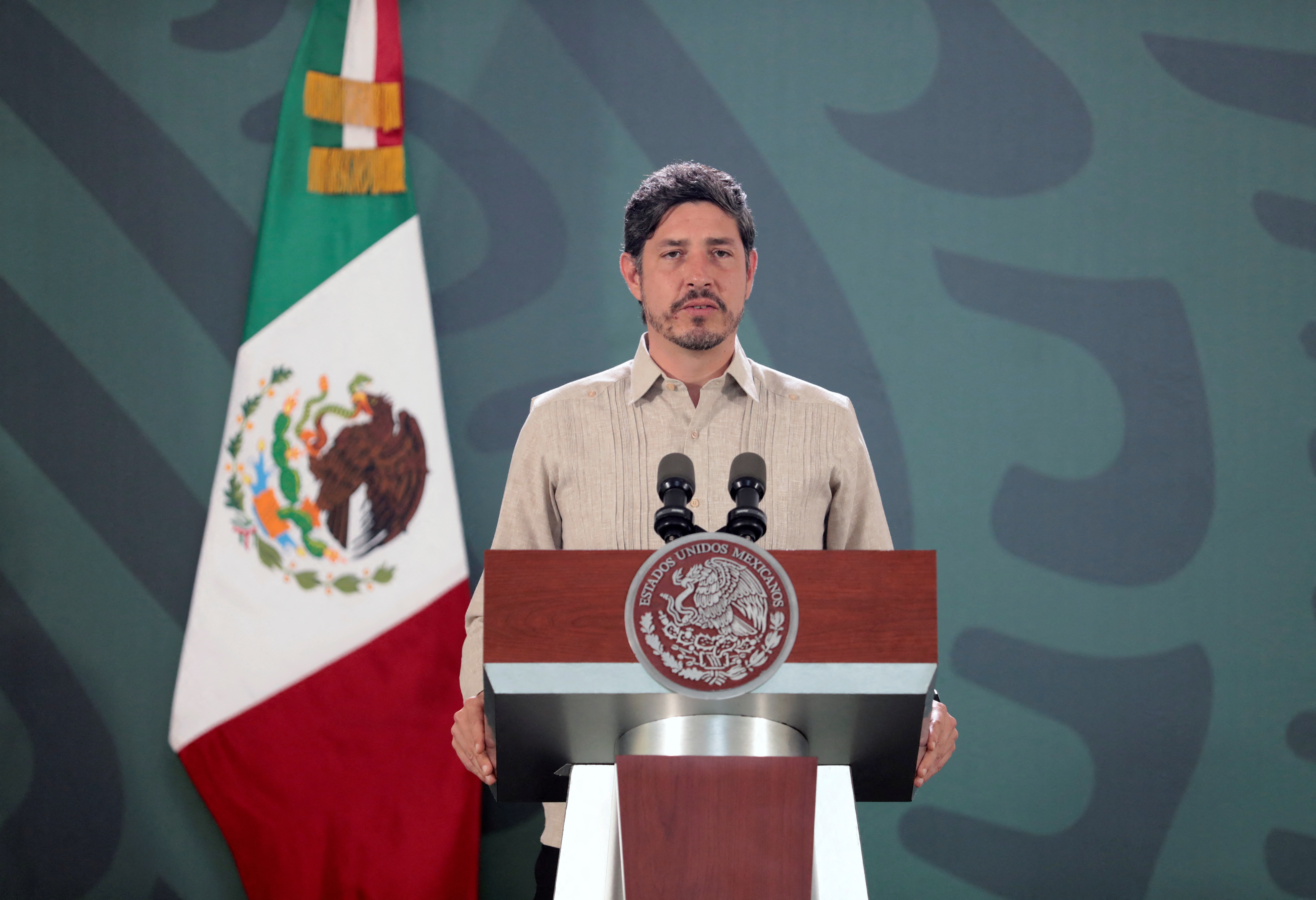Mexico's Ambassador Pablo Monroy speaks after Peru declared him persona non grata and ordered Monroy to leave the country, during a news conference in Villahermosa, in Tabasco state, Mexico, December 23, 2022. Mexico's Presidency/Handout via REUTERS ATTENTION EDITORS - THIS IMAGE WAS PROVIDED BY A THIRD PARTY. NO RESALES. NO ARCHIVES MANDATORY CREDIT