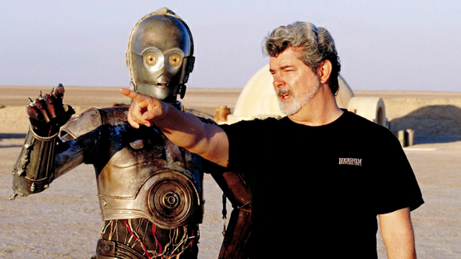 George Lucas durante la filmación de la saga original de Star Wars. 