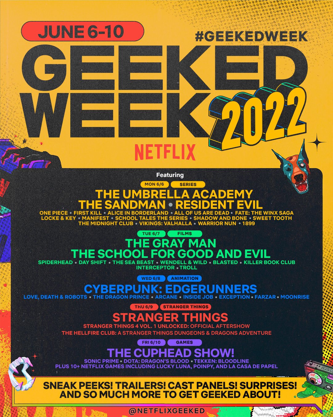 Cartelera de anuncios de la "Semana Geek" de Netflix. (Netflix)