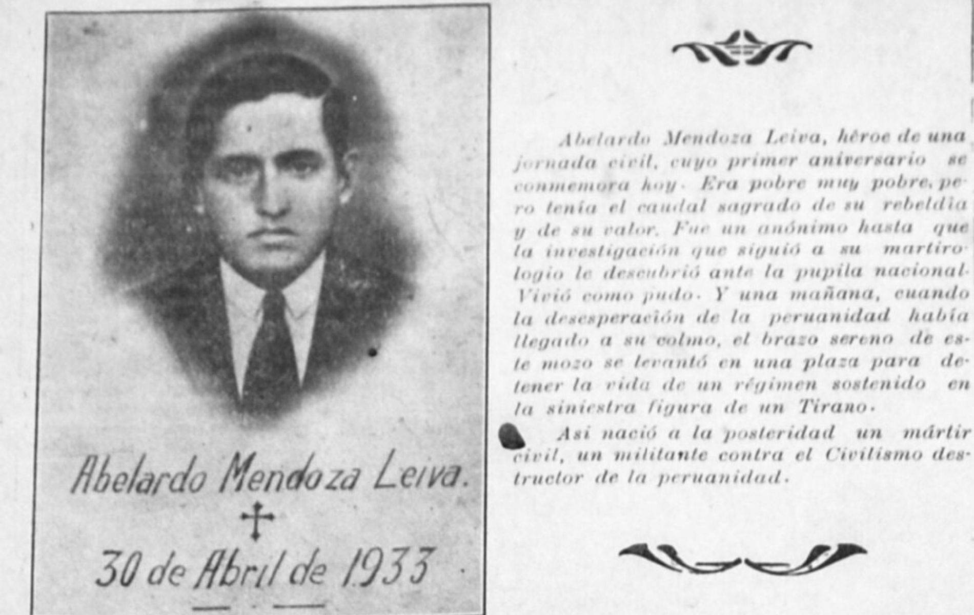 Abelardo Mendoza Leiva es considerado héroe por algunos apristas.