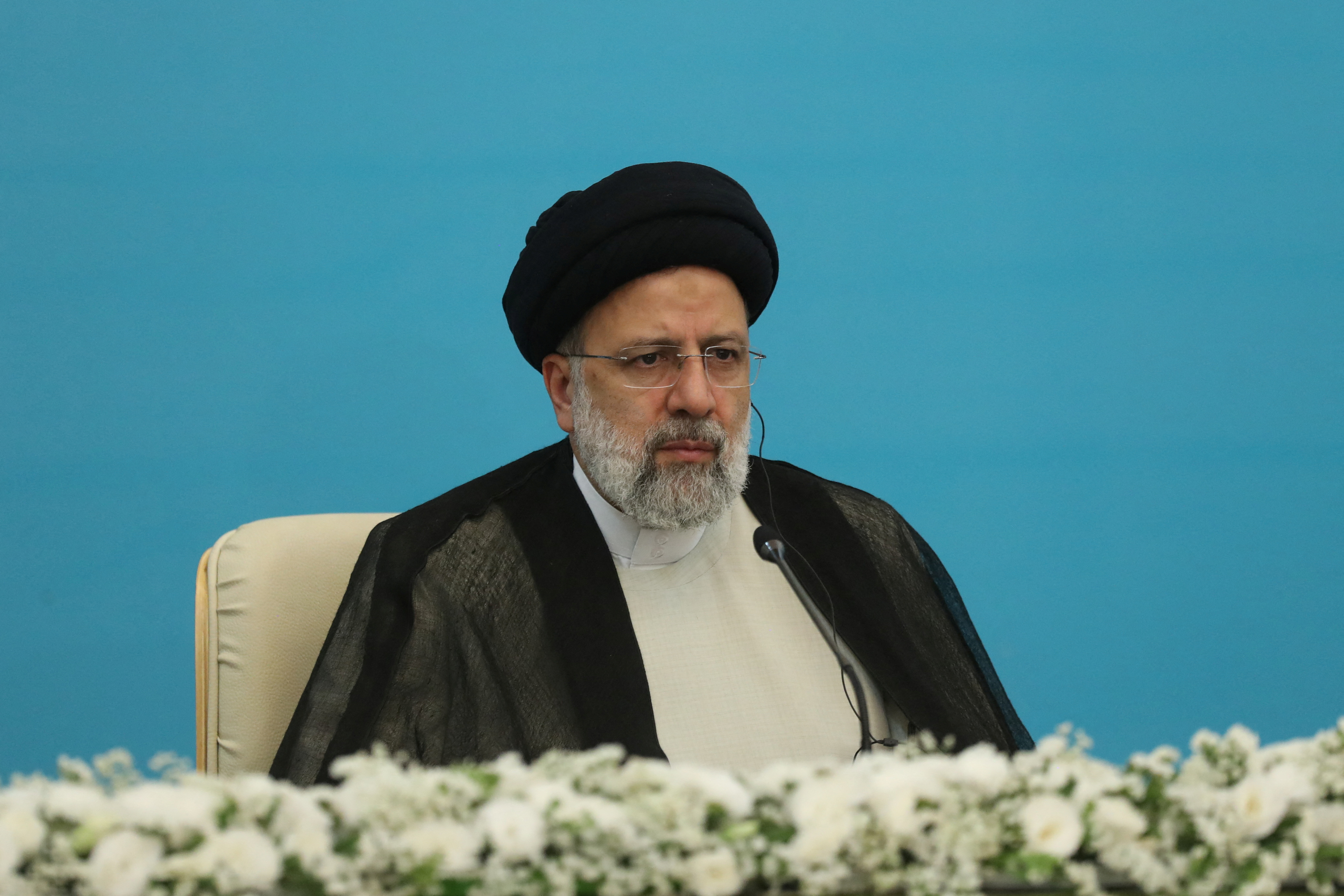 Iranian President Ebrahim Raisi attends a news conference following the Astana Process summit in Tehran, Iran July 19, 2022. Majid Asgaripour/WANA (West Asia News Agency)/Handout via REUTERS ATTENTION EDITORS - THIS IMAGE HAS BEEN SUPPLIED BY A THIRD PARTY.