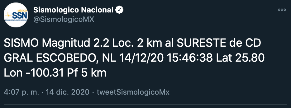 Este tipo de movimientos de menor magnitud en la región del norte de México son inusuales ya que no es considerada una zona sísmica (Foto: Twitter@PC_NuevoLeon)