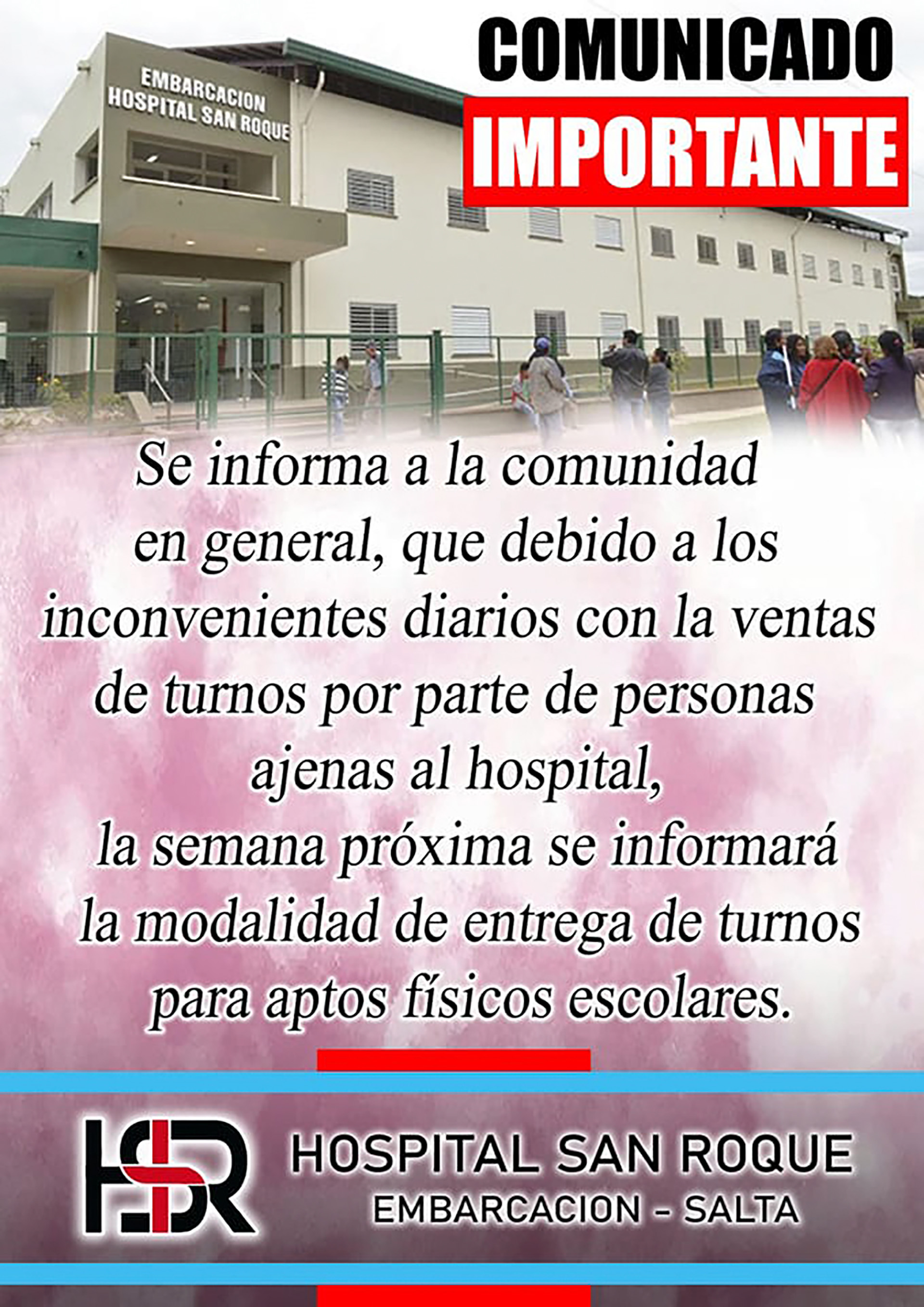 El comunicado del hospital en donde se evidencia que la venta de turnos era una hecho cotidiano