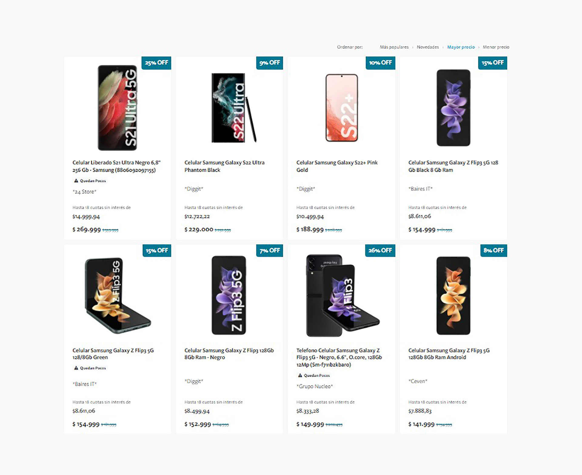 Los equipos de mayor precio.