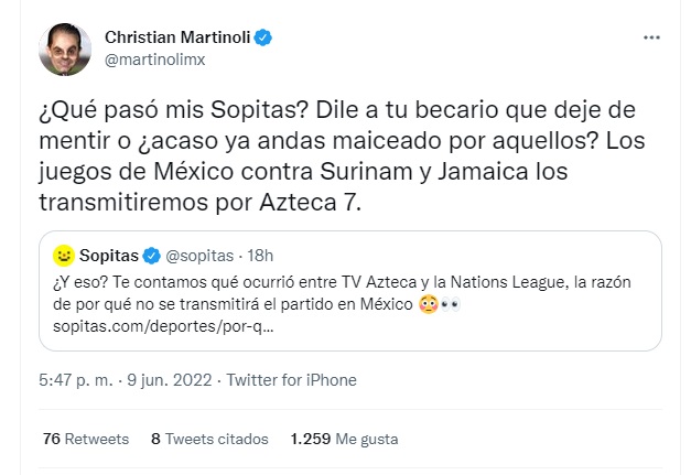 Martinoli desmintió rumores sobre la cobertura del Jamaica vs. México de la Liga de Naciones de Concacaf (Foto: Twitter/@martinolimx)