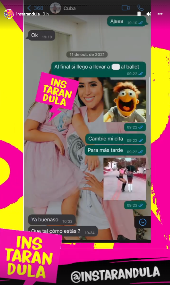 Mensajes de WhatsApp entre Melissa y Rodrigo Cuba.