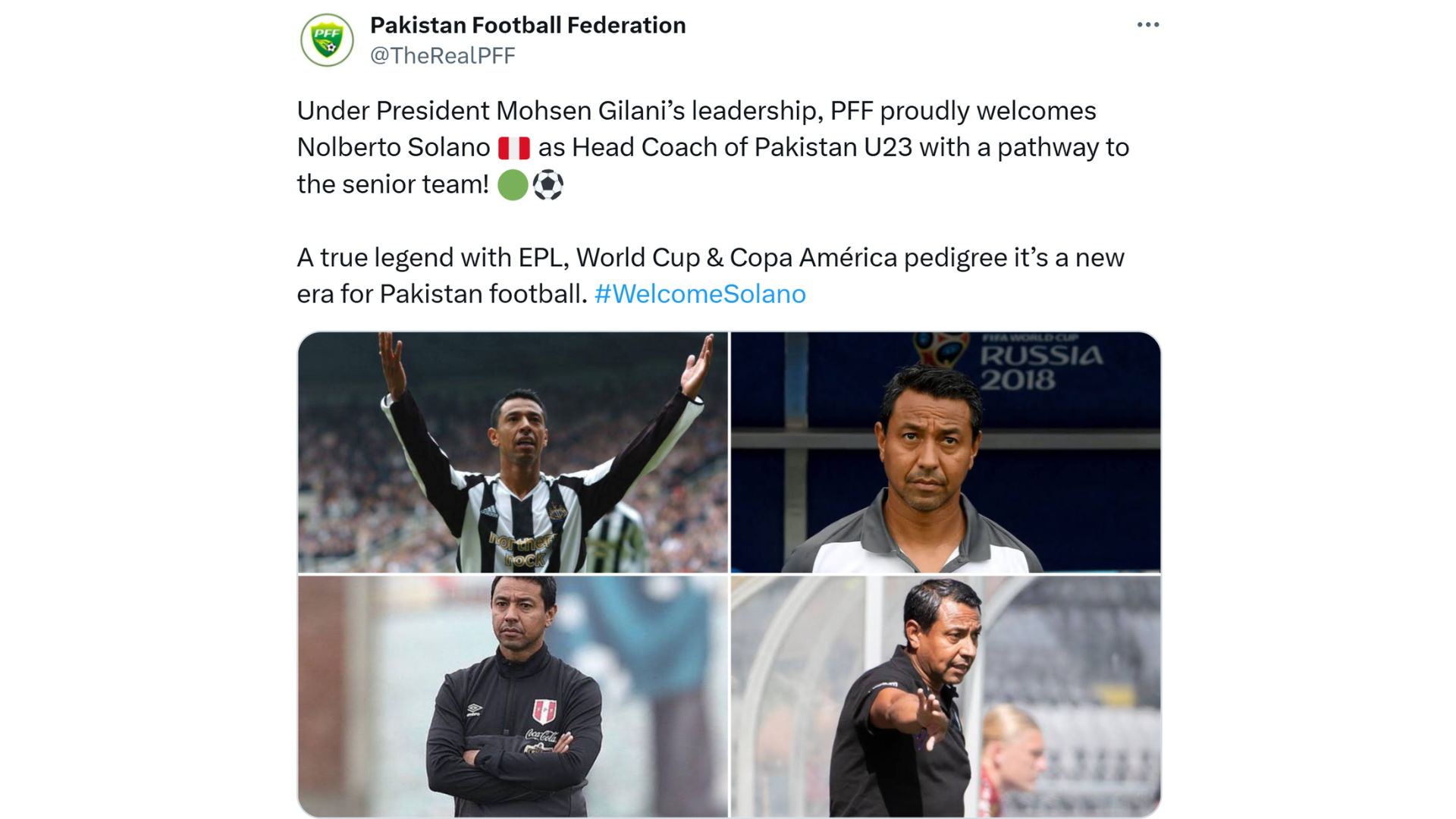 Nolberto Solano y un nuevo rumbo en su carrera como DT: fue anunciado como  entrenador de la selección sub 23 de Pakistán - Infobae