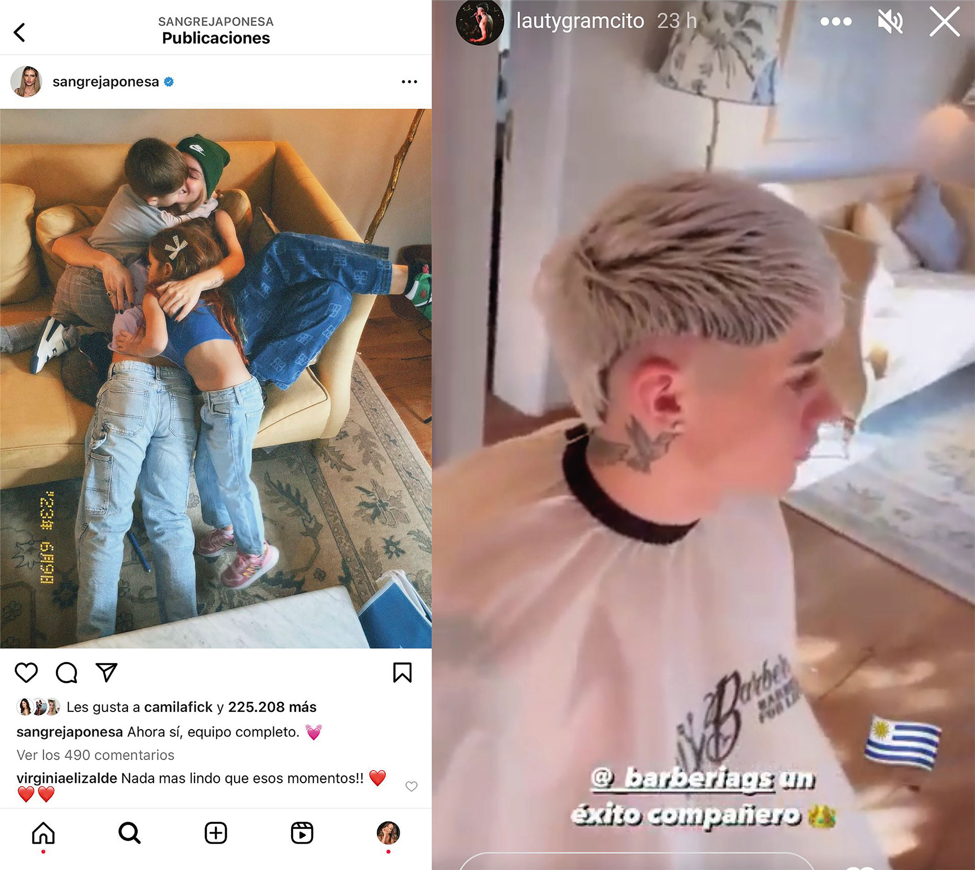 Las coincidencias en las imágenes de la China y Lauty que indicaban que estaban juntos en Uruguay (Instagram)