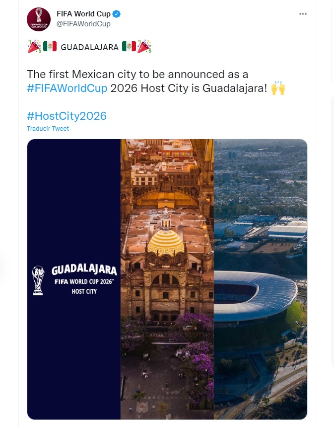 Guadalajara, sede mundialista para 2026 (Foto: Twitter/@FIFAWorldCup)