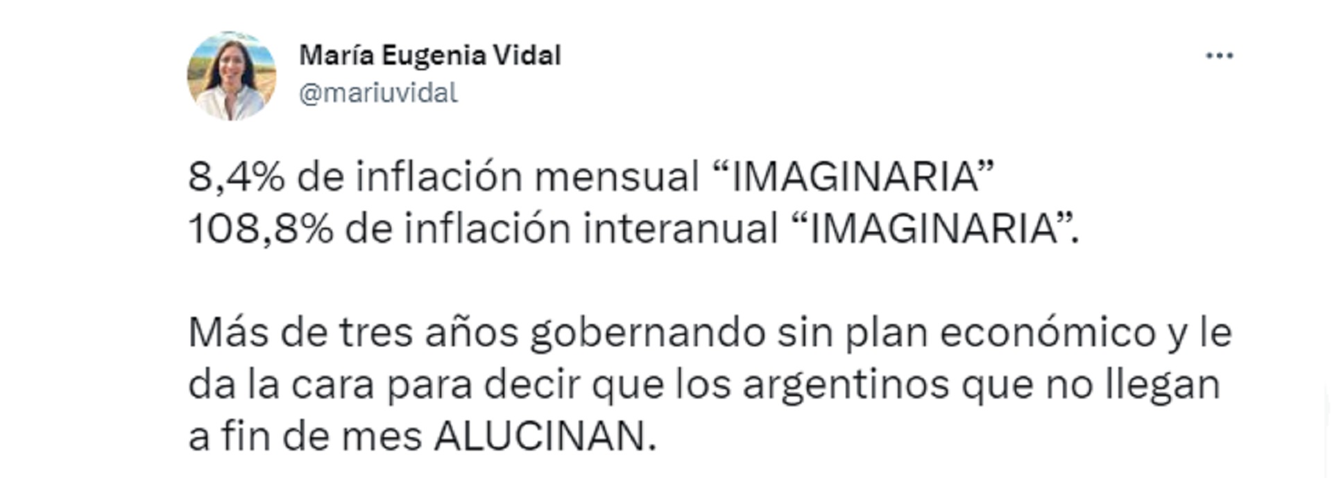 María Eugenia Vidal - Inflación