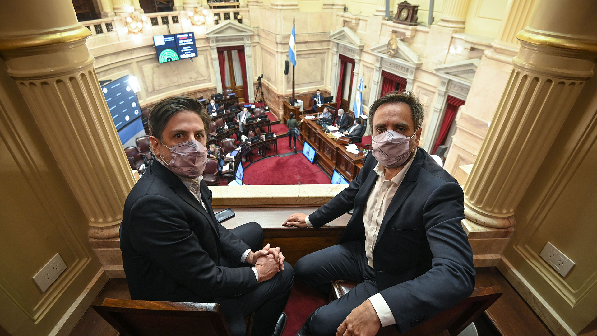 Senado de la Nación: el ministro de Educación, Nicolas Trotta, y el ministro de Ambiente y Desarrollo Sustentable, Juan Cabandié, el 13 de mayo 2021, cuando se debatía la Ley de Educación Ambiental Integral (Fotos: Charly Diaz Azcue / COMUNICACIÓN SENADO )
