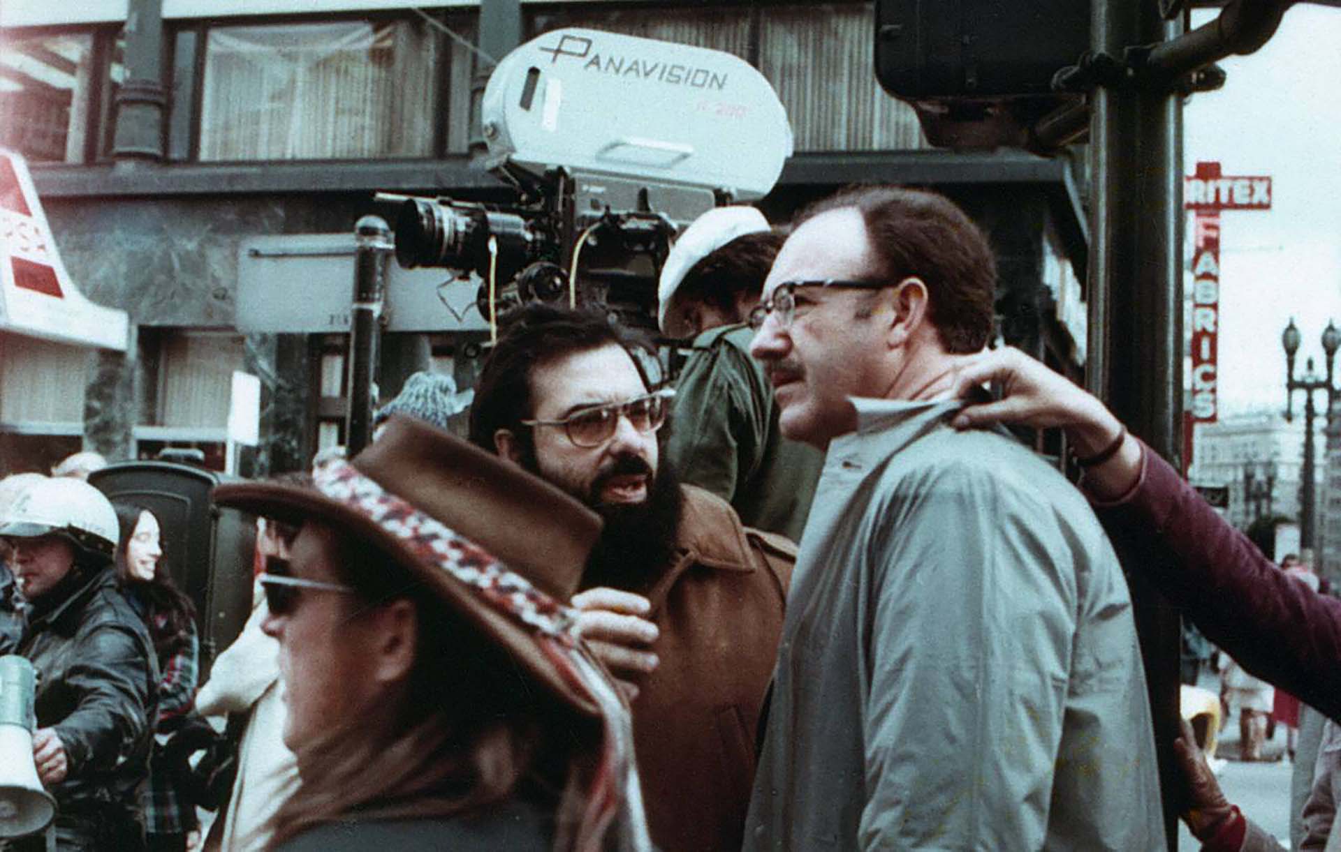 Gene Hackman con Francis Ford Coppola, en el set de filmación de The Conversation (1974)