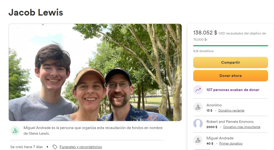Taylor Swift fans raised funds for Jacob Lewis's family by exceeding expectations.  Photo: GoFundMe
