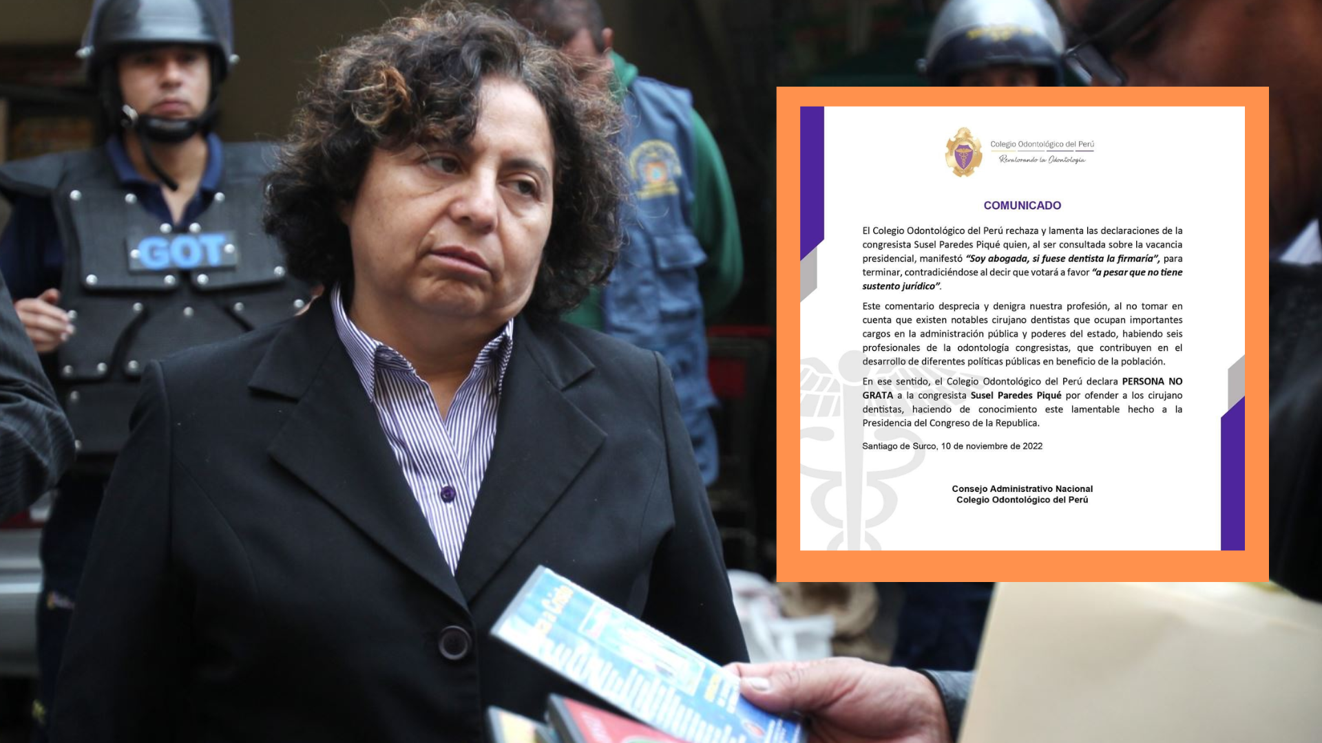 Colegio de Odontológico del Perú declara persona no grata a la congresista Susel Paredes. Foto: Andina