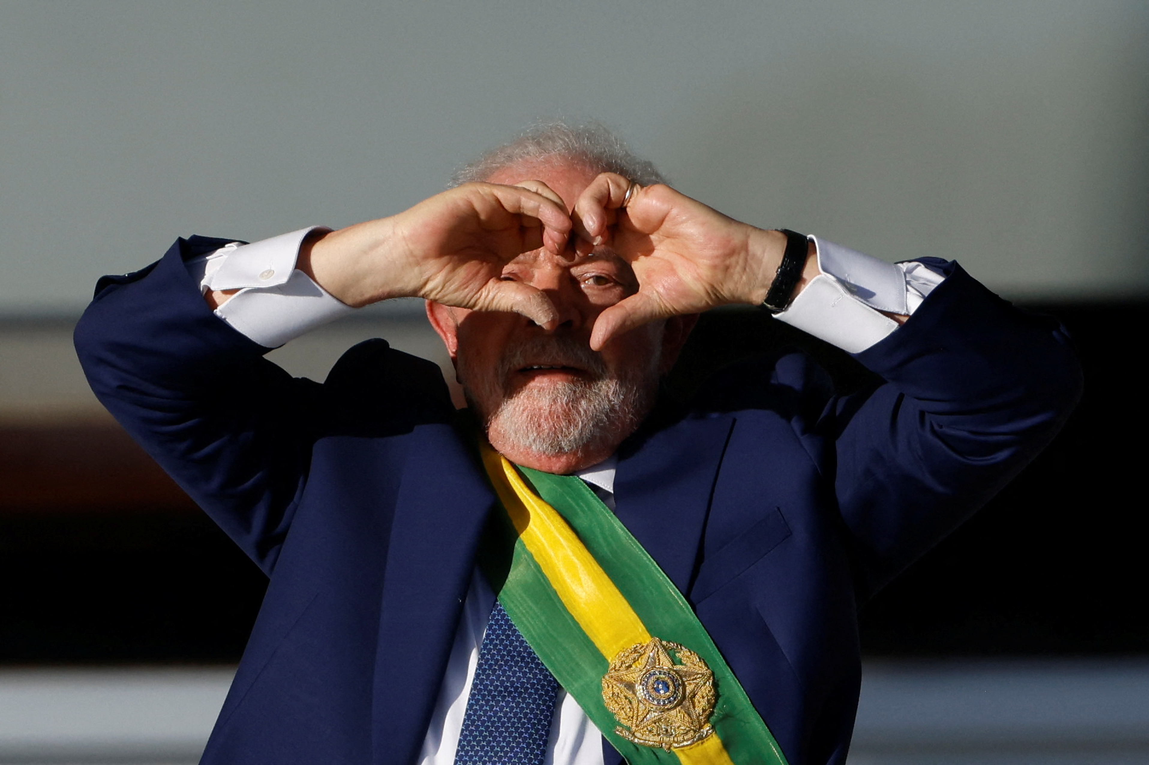 Brazil's President Luiz Inacio Lula da Silva gestures at the Planalto Palace, in Brasilia, Brazil, January 1, 2023. REUTERS/Adriano Machado