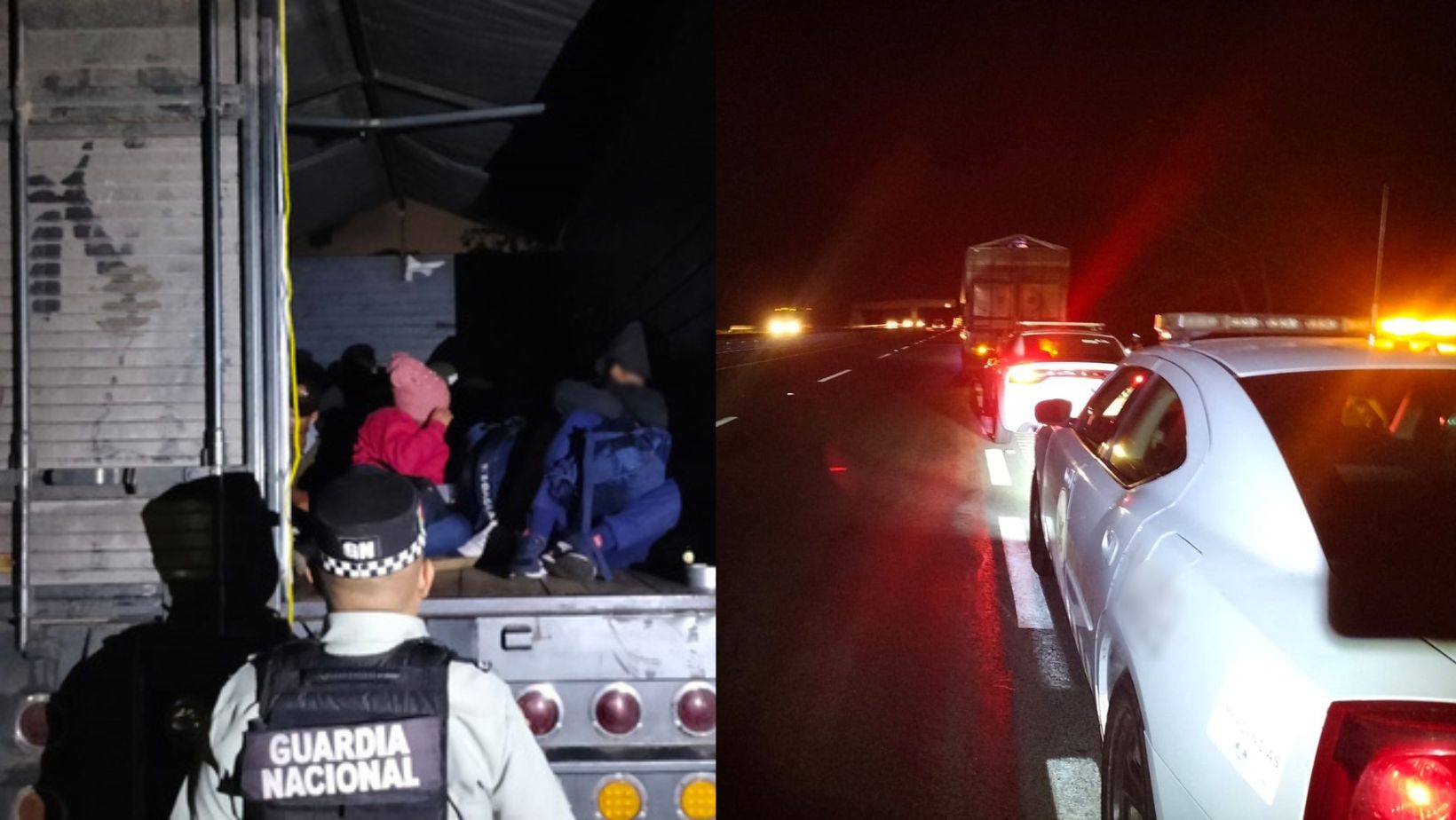 Elementos de la Guardia Nacional rescataron a 40 migrantes que eran transportados en condiciones de hacinamiento dentro de un camión. 
(@GN_MEXICO_)