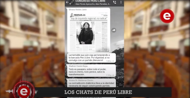 Chats del ala cerronista de la bancada de Perú Libre que revelaron ataque contra Betssy Chávez.