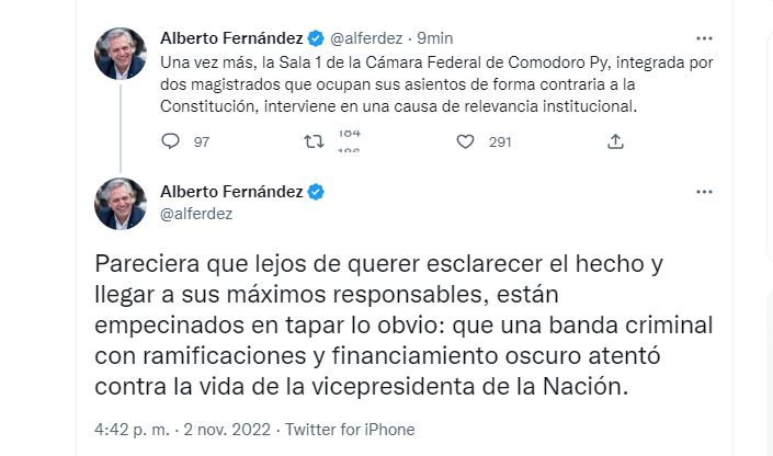 Los tuits de Alberto Fernández que generaron la demanda civil