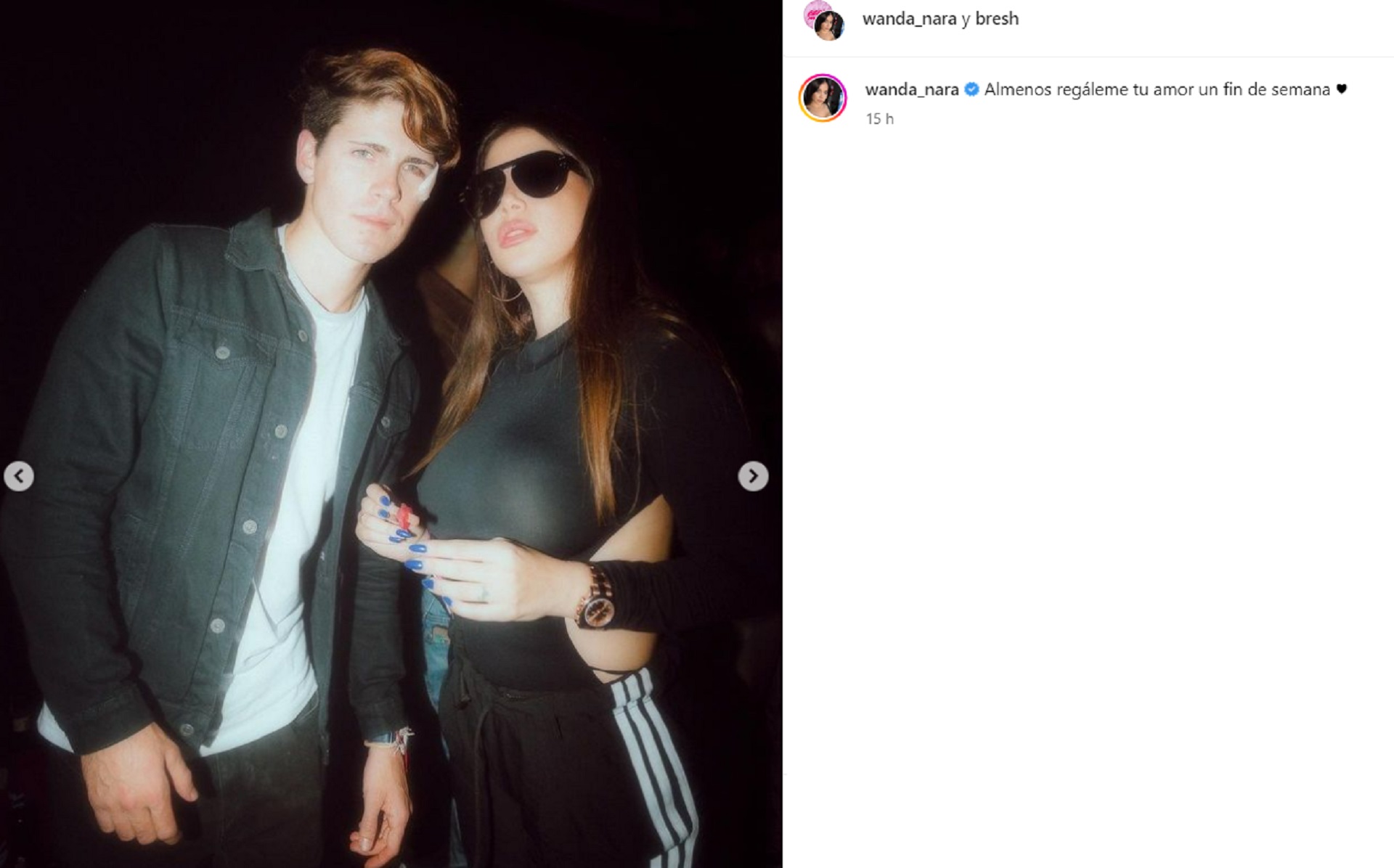 El posteo de Wanda buena onda con Marcos (Instagram)