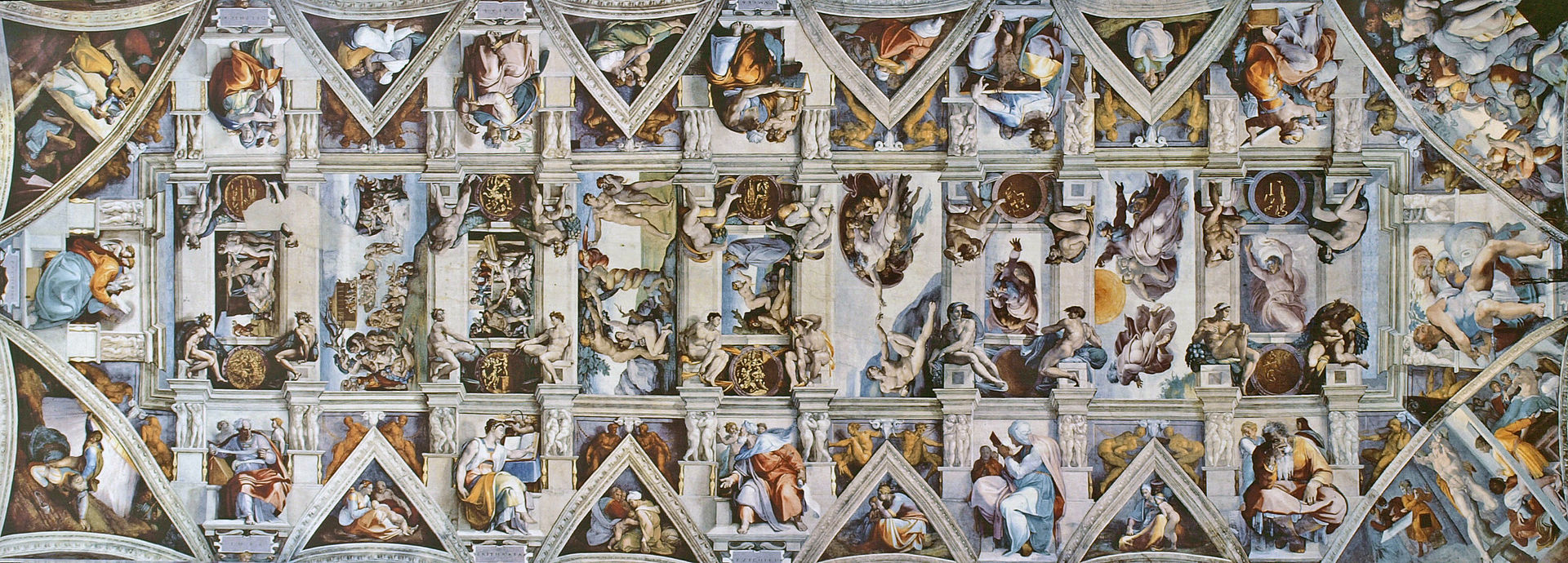 Bóveda de la Capilla Sixtina (1508-12), pintada por Miguel Ángel