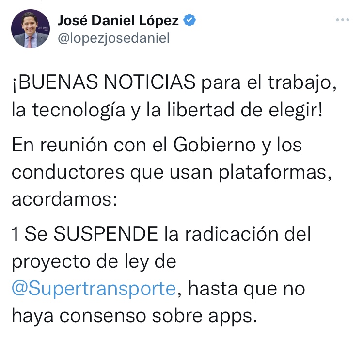 Tweet by José Daniel López.