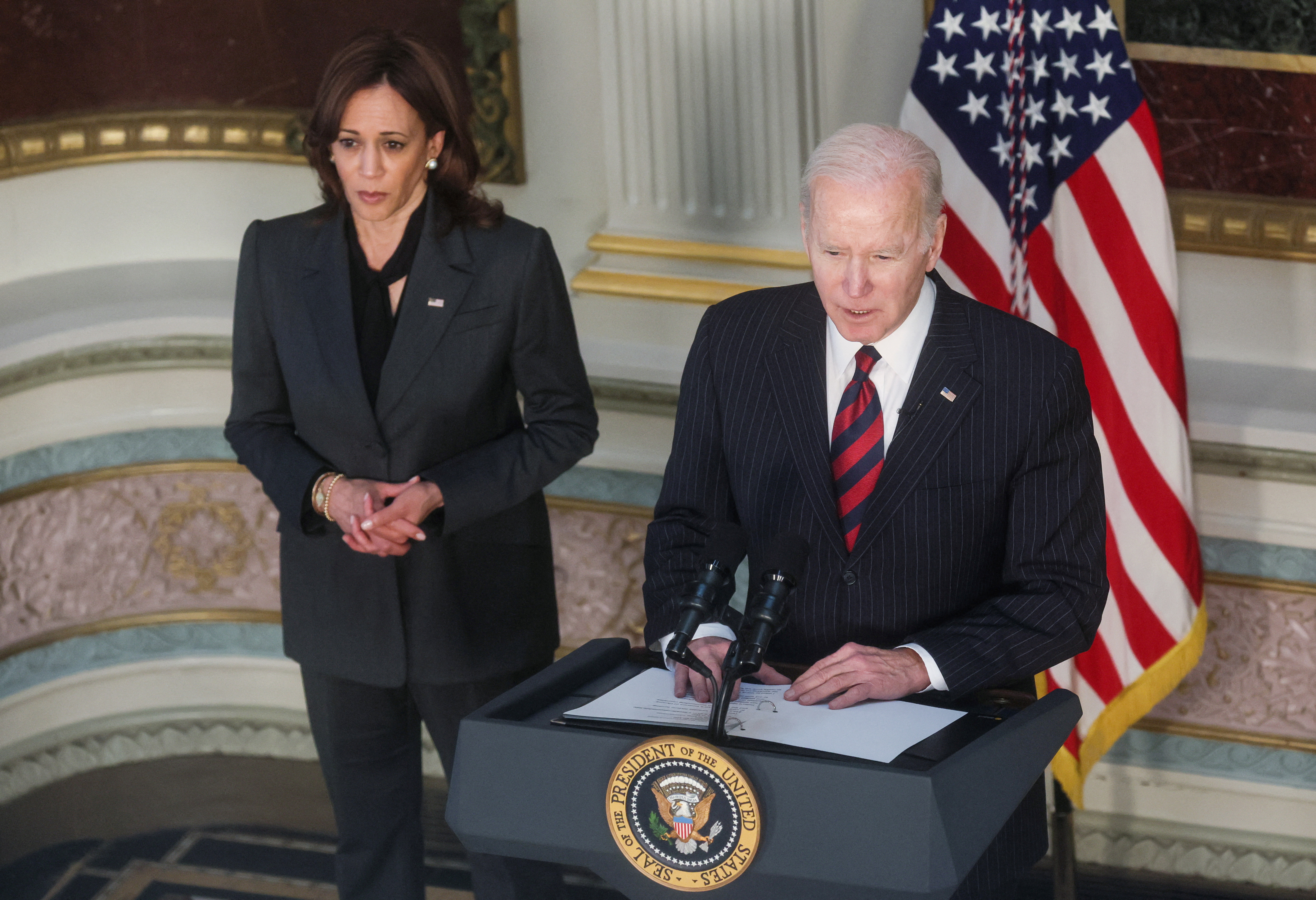 Joe Biden, junto a la vicepresidenta Kamala Harris (REUTERS/Leah Millis)