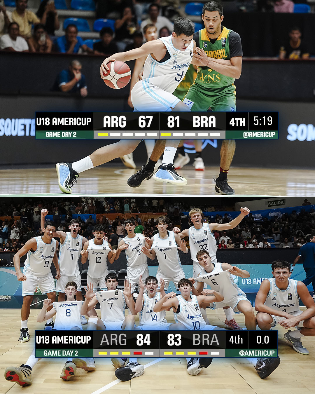 La incre&iacute;ble remontada de la selecci&oacute;n argentina U18 de b&aacute;squet en el cl&aacute;sico ante Brasil: 