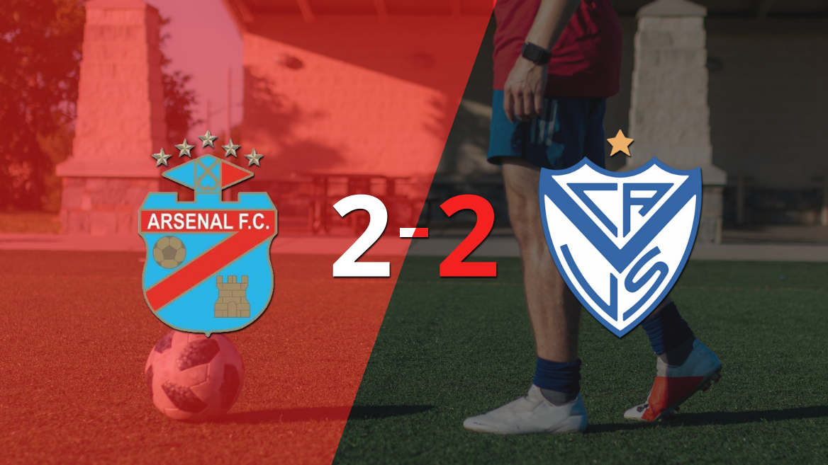 En un emocionante partido, Arsenal y Vélez empataron 2-2