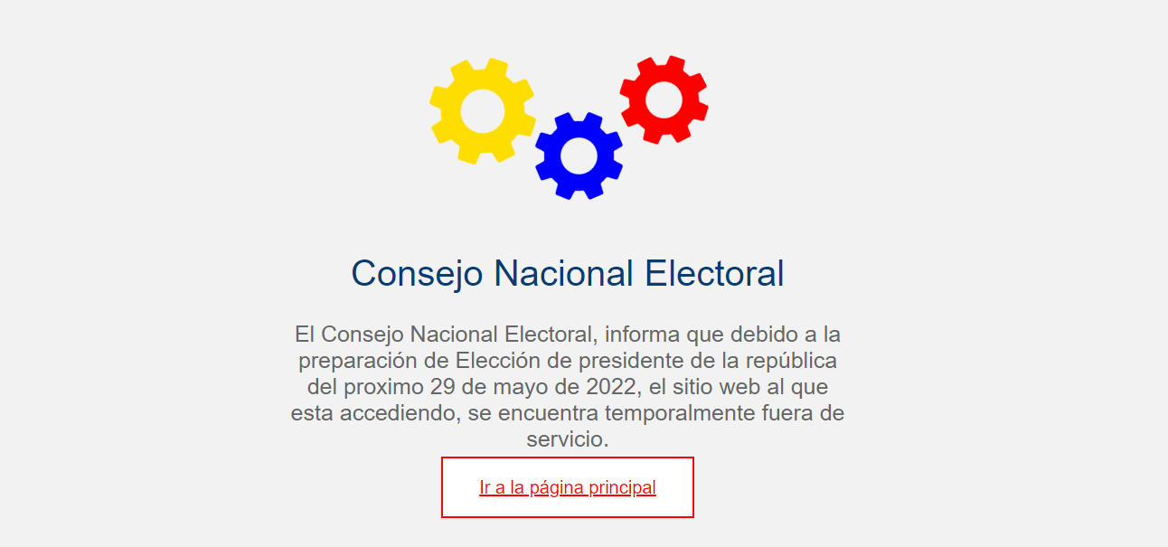 A menos de 24 horas de las elecciones presidenciales, el portal Cuentas Claras del CNE continúa inhabilitado