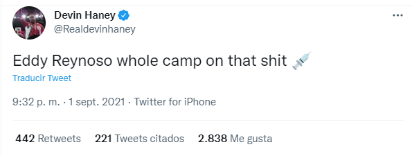 Devin Haney empezó la polémica en redes sociales, comentando que el campamento de Eddy Reynoso y el Canelo Team esta lleno de sustancias prohibidas. (Foto: Twitter/@Realdevinhaney)
