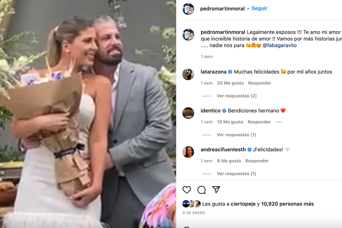 Pedro Moral se muestra feliz tras casarse.  (Foto: Instagram)