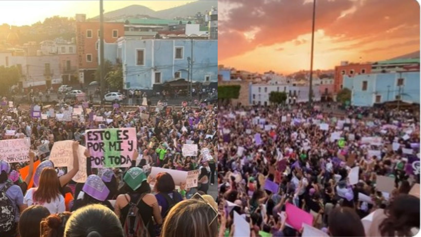 Cientos de mujeres acudieron a la Explanada de la Alhóndiga de Granaditas en Guanajuato.
(Foto: Twitter/@alexramblasr)