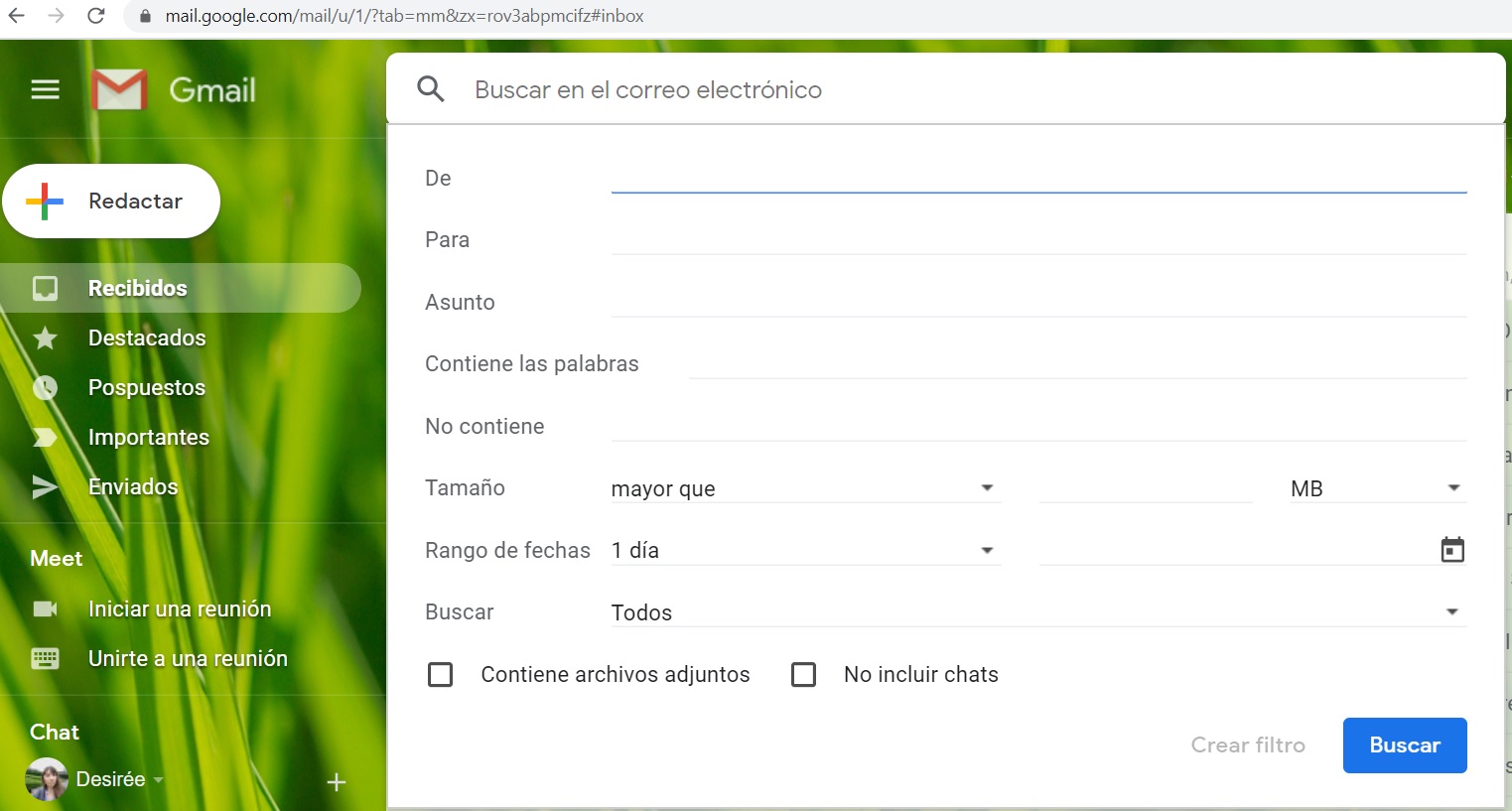 Gmail permite hacer búsquedas avanzadas de correos.