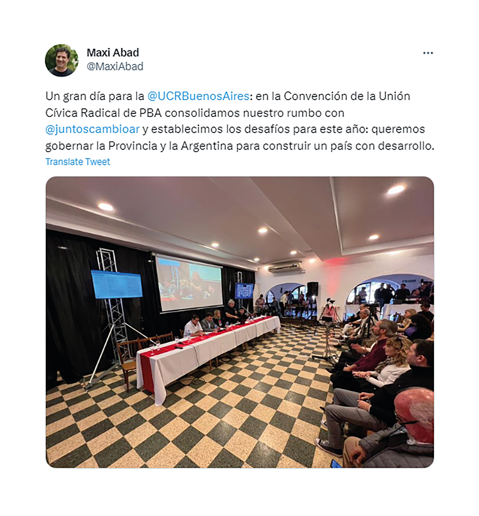 El tuit de Maximiliano Abad sobre la Convención de la UCR de la provincia de Buenos Aires