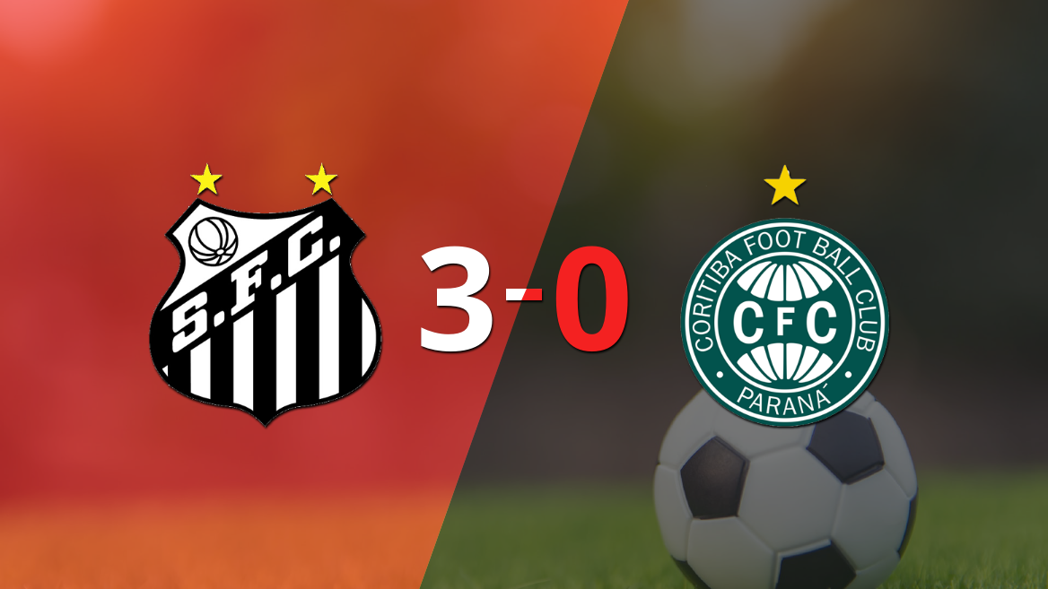 Santos golea 3-0 como local a Coritiba