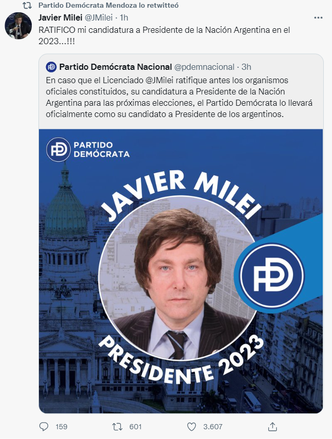 El apoyo del Partido Demócrata a Javier Milei
