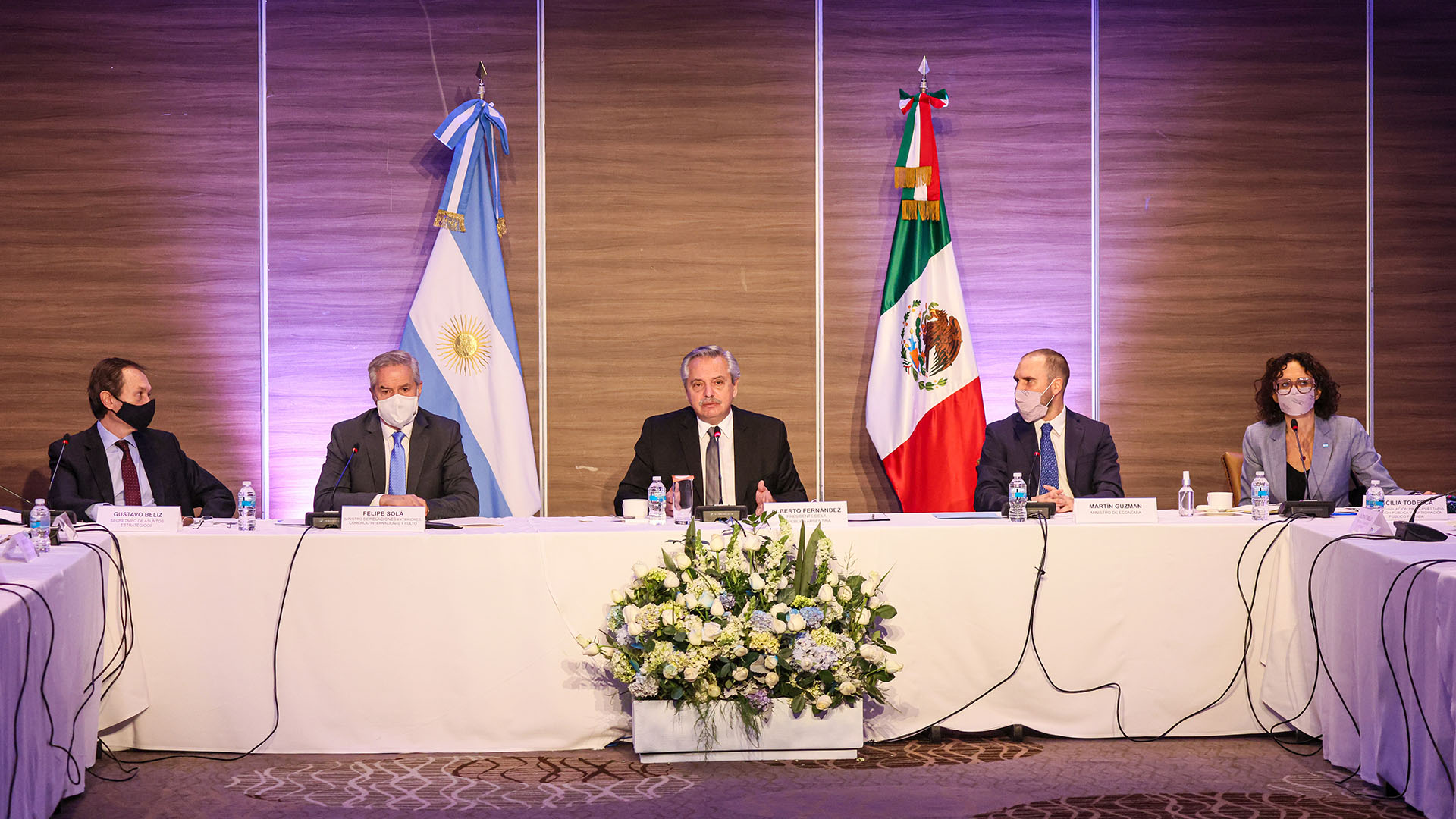 El presidente Alberto Fernández se reunió con empresarios en México. 22 de febrero de 2021.