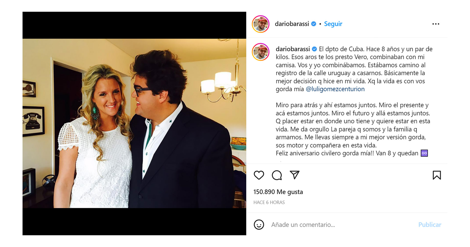 El posteo de Darío Barassi en Instagram