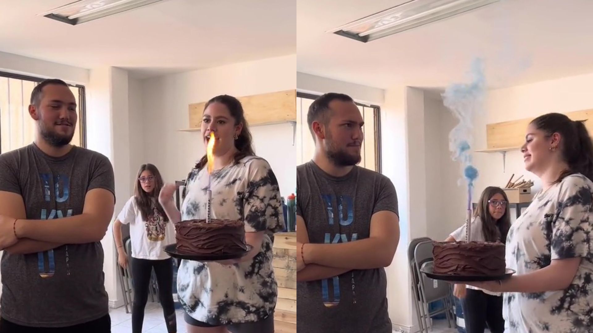 Una mujer se confundió de vela y sorprendió a su novio en su cumpleaños. (TikTok)