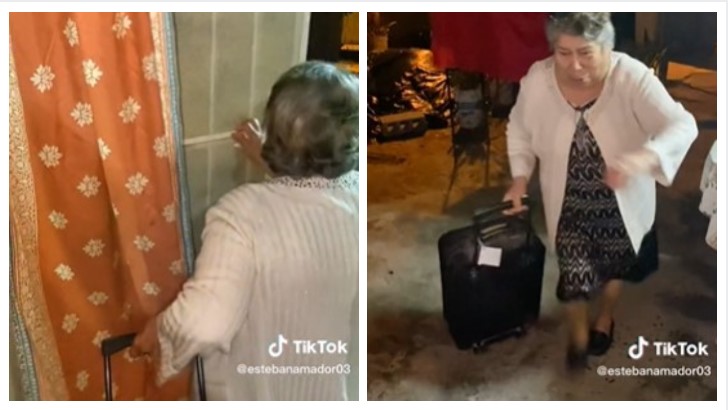 VIRAL: ritual fallido de abuela en año nuevo, salió con su maleta y se metió corriendo por disparos