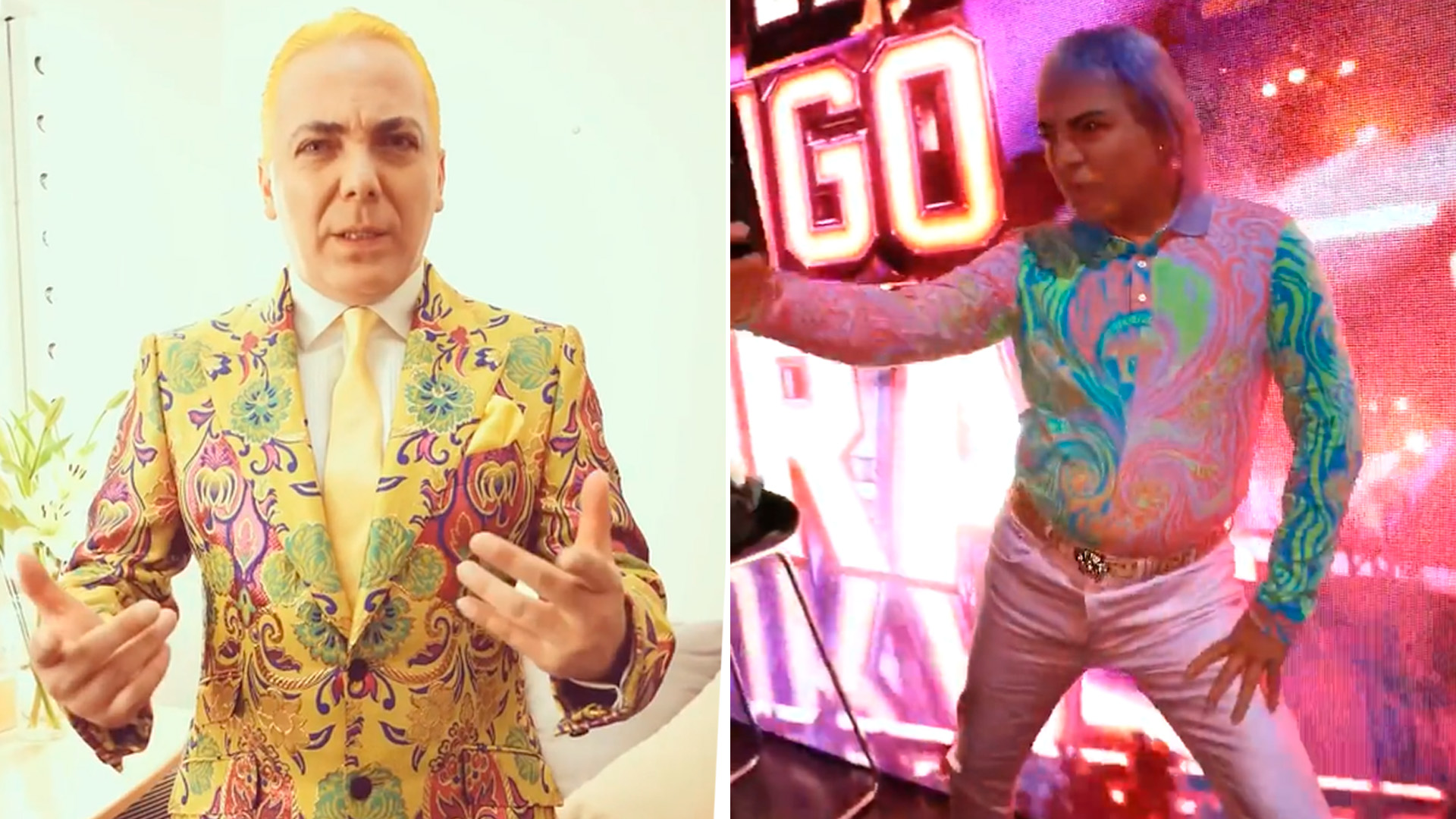 Cristian Castro caused a stir for his extravagant and colorful looks (Photo: Instagram/@cristiancastro/Twitter/@CantaConmigoAR)