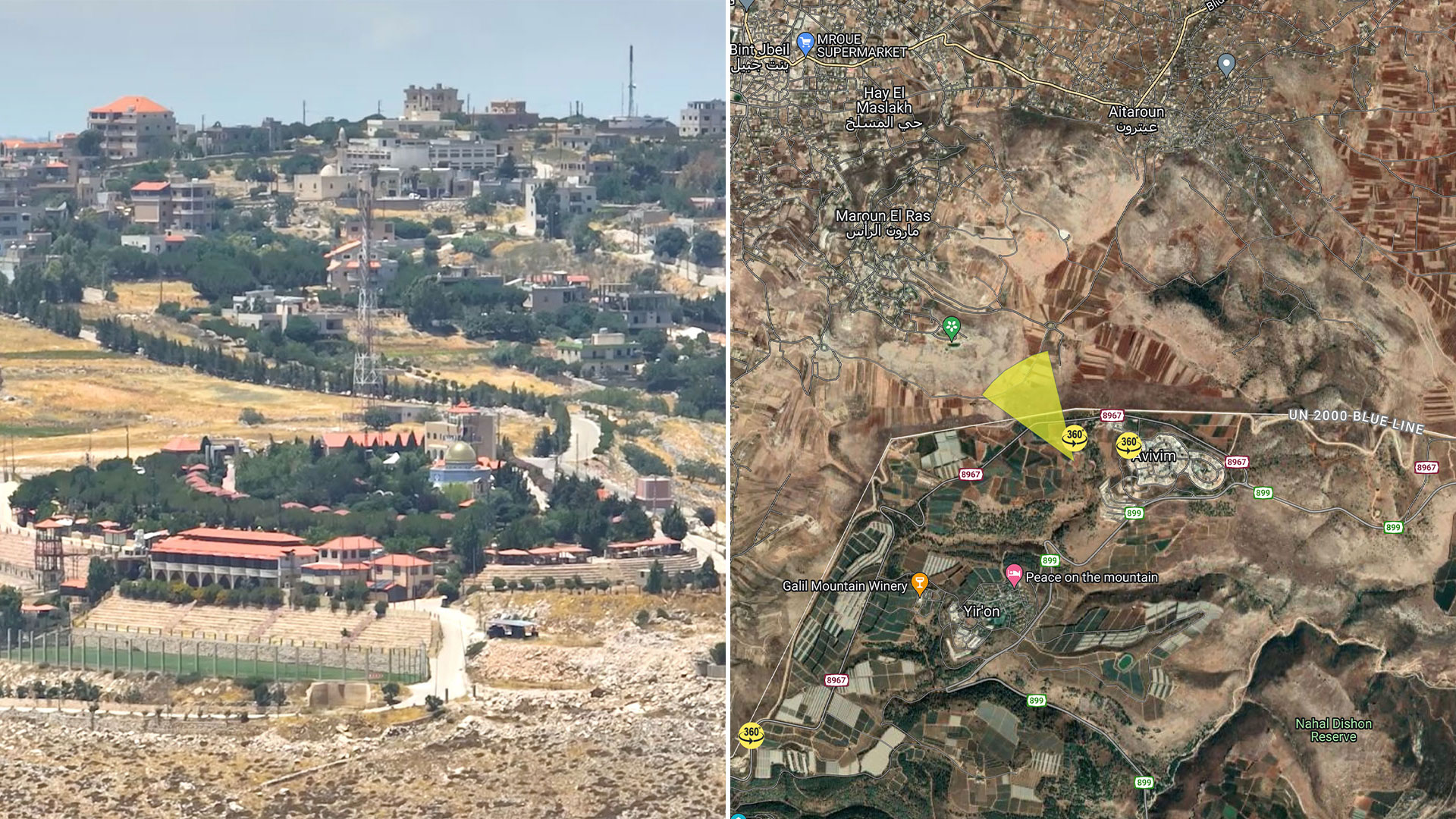 Vista al Líbano desde Avivim, un moshav en el extremo norte de Israel, en la Alta Galilea (The Jerusalem Press Club)