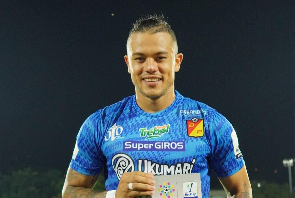 El delantero oriundo de Cauca, es el goleador de la Liga BetPlay Dimayor con 14 goles. Tomado de @corpereira