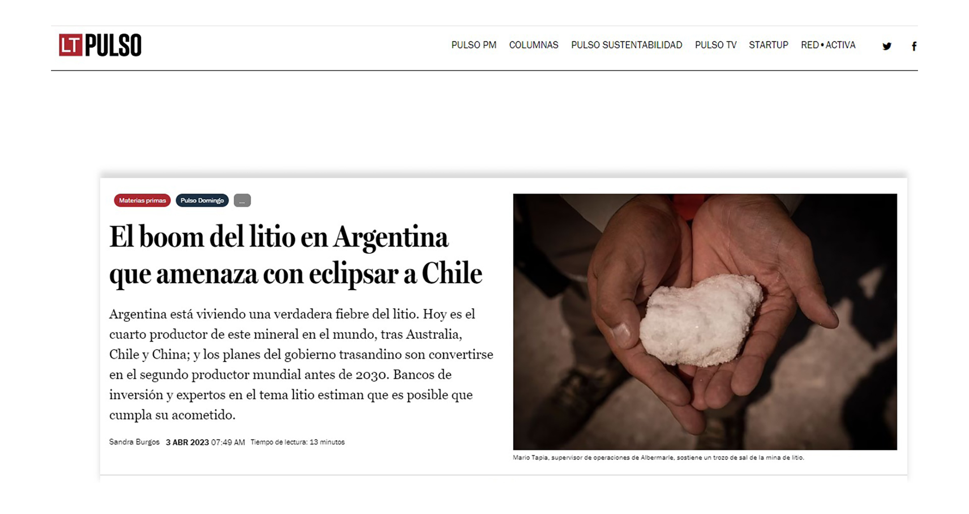 El reportaje de La Tercera sobre el crecimiento del sector en la Argentina