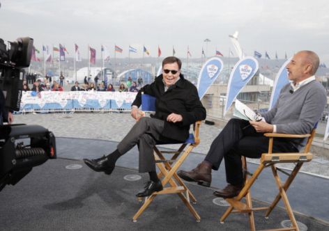 TODAY -- Pictured: (l-r) ob Costas, Matt Lauer from the 2014 Olympics in Socci -- (Photo by: Joe Scarnici/NBC/NBC NewsWire via Getty Images)
