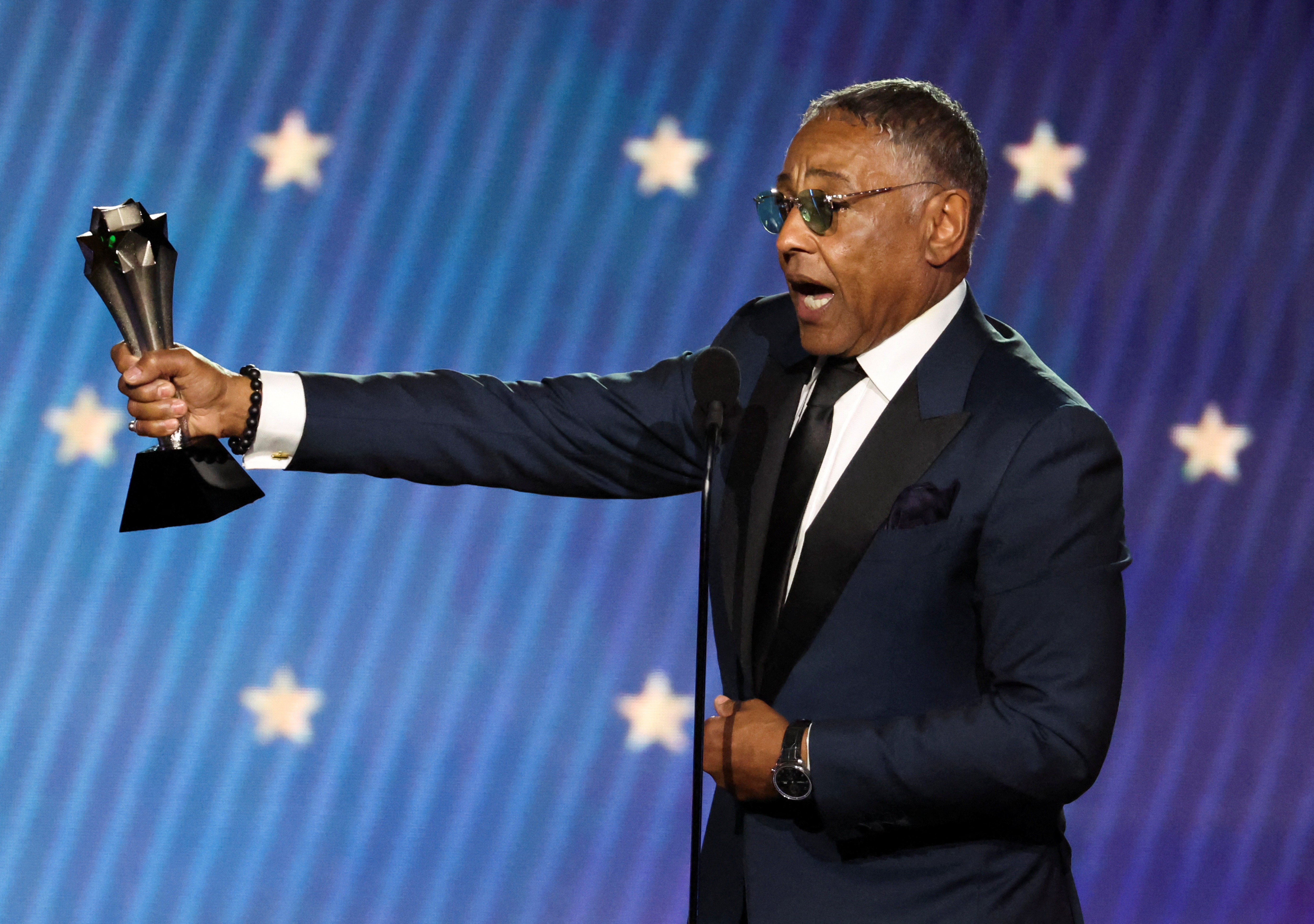 Giancarlo Esposito accepts the Best Supporting Actor in a Drama Series for "Better Call Saul" during the 28th annual Critics Choice Awards in Los Angeles, California, U.S., January 15, 2023. REUTERS/Mario Anzuoni