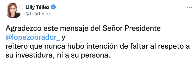 La senadora panista agradeció al presidente por su muestra de solidaridad (Foto: Twitter@Lilly Téllez)