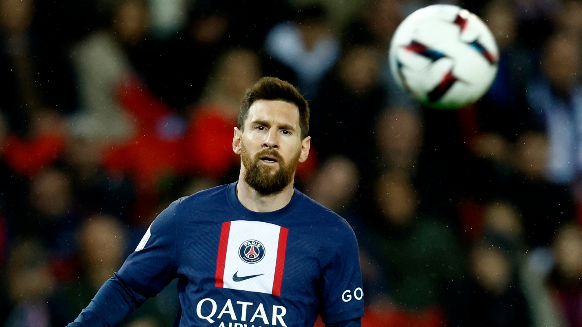 Soccer Football - Ligue 1 - Paris St Germain v RC Lens - Parc des Princes, Paris, France - April 15, 2023  Paris St Germain's Lionel Messi in action REUTERS/Gonzalo Fuentes